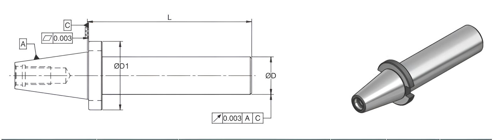 BT40 Test Mandrel Dia 40 L 300